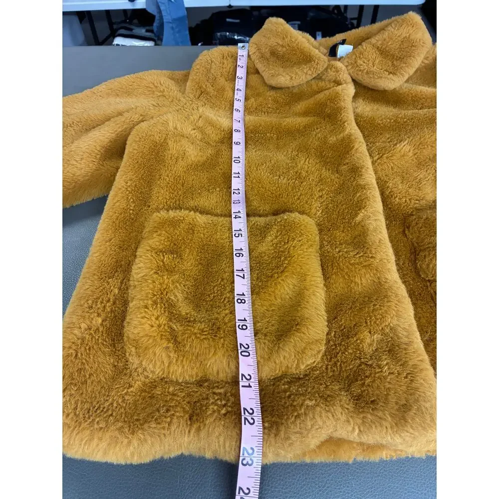 H&M Divided Mustard Teddy Fleece Jacket Women's Large Button Front Plush